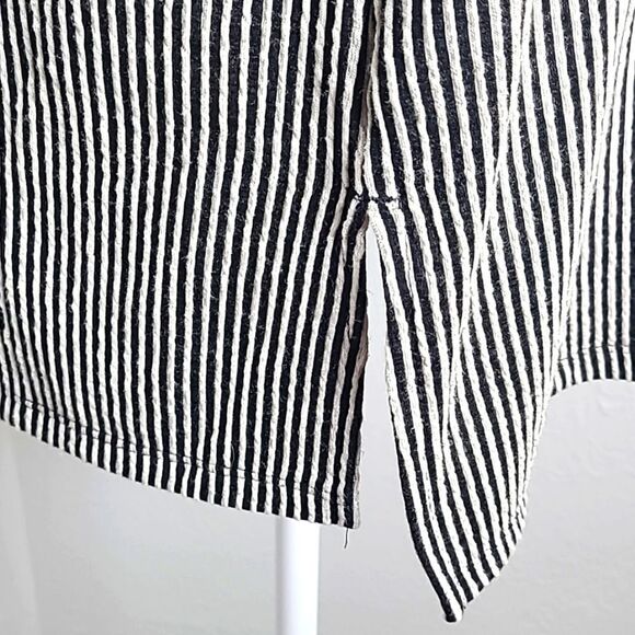 Cato Black & White Stripe Top with Lace-up Neckline, Size 14/16W - Picture 7 of 10